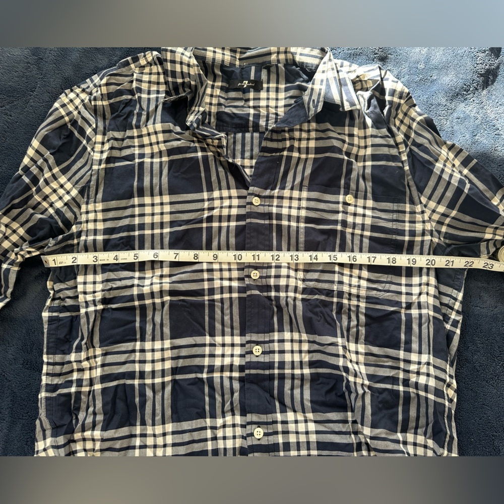 7 For All Mankind Plaid Long Sleeve Button Down - XL - Picture 8 of 9